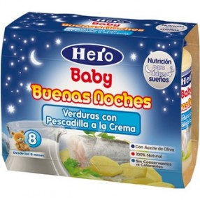 HERO BABY BUENAS NOCHES verduras con pescadilla a la crema pack 2 x 200 grs